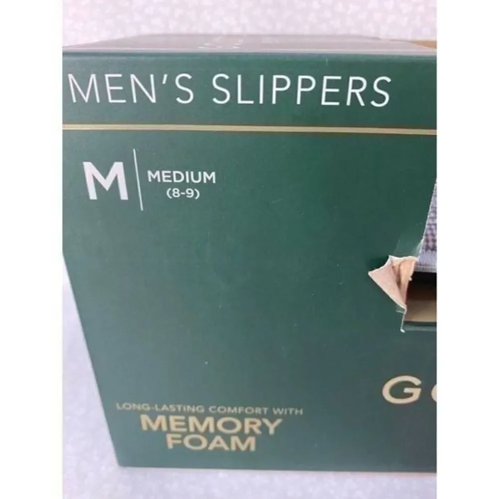 GOLDTOE Men's Size Medium (8-9) Gray Memory Foam Slippers.